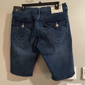 True‎ Religion Ricky Shorts Denim Relaxed Straight Fit Flap Pockets Size 33 New